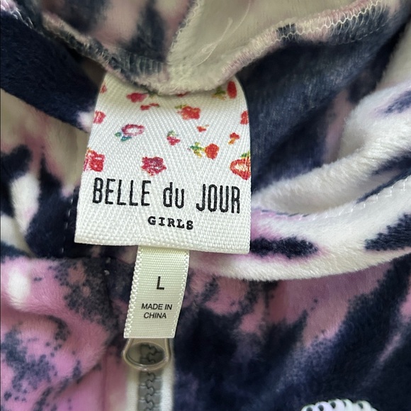 Belle Du Jour Pink and Black Tie-Dye Hooded Zip Jumpsuit - Picture 3 of 4